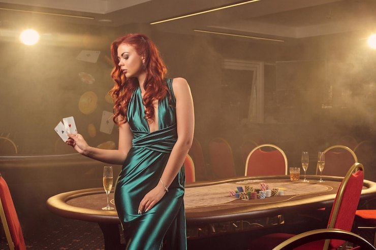 Live Caribbean Stud Poker table at bola11 slot with dealer and playing cards